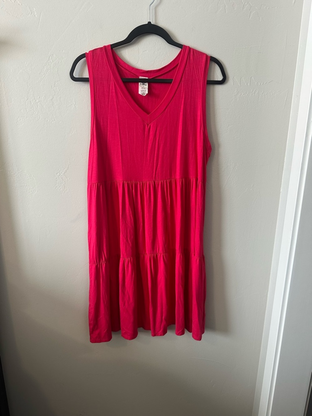 Sew In Love V-Neck Tiered Midi Dress in Hot Pink